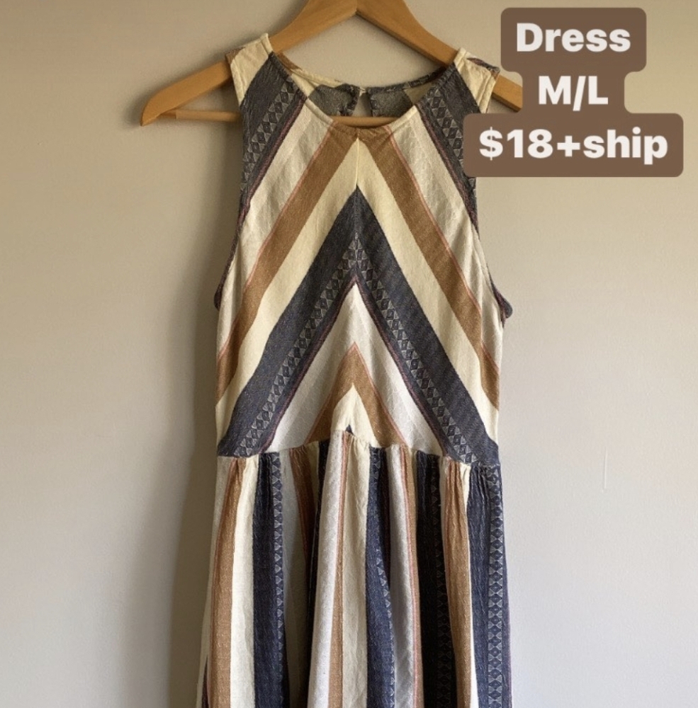 Vintage Multicolor Chevron Dress